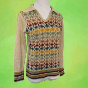 70s rare montage rainbow vintage knit sweater